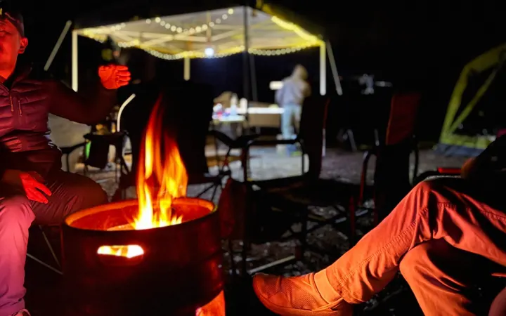 Friends around a campfire